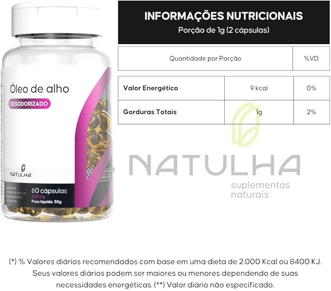Óleo de Alho Desodorizado (Sem Cheiro) 500 mg 2