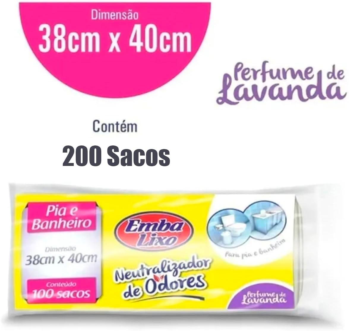 Saco para Lixo Neutralizador de Odores Pia e Banheiro 200 Unidades 2