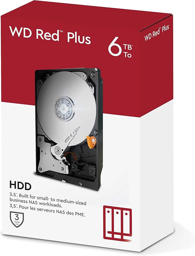 HDD Desktop Western Digital Red Plus 6 TB NAS SATA 6 5400 RPM 256 MB 3,5" 3
