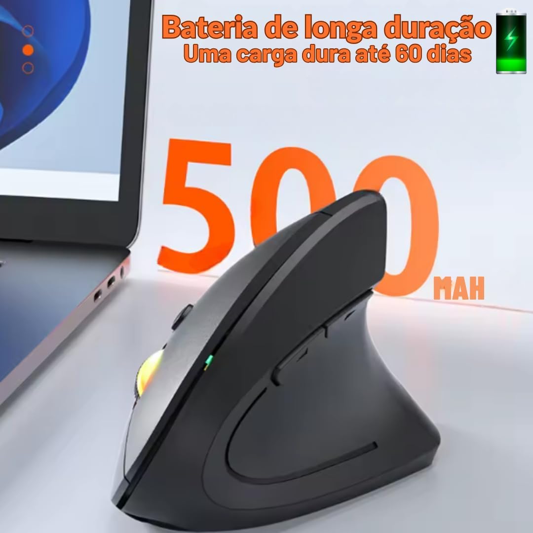 Mouse Vertical sem Fio (Wireless e Bluetooth) 2