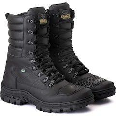 Bota Coturno Militar com Zíper e Proteção Antiderrapante em Couro