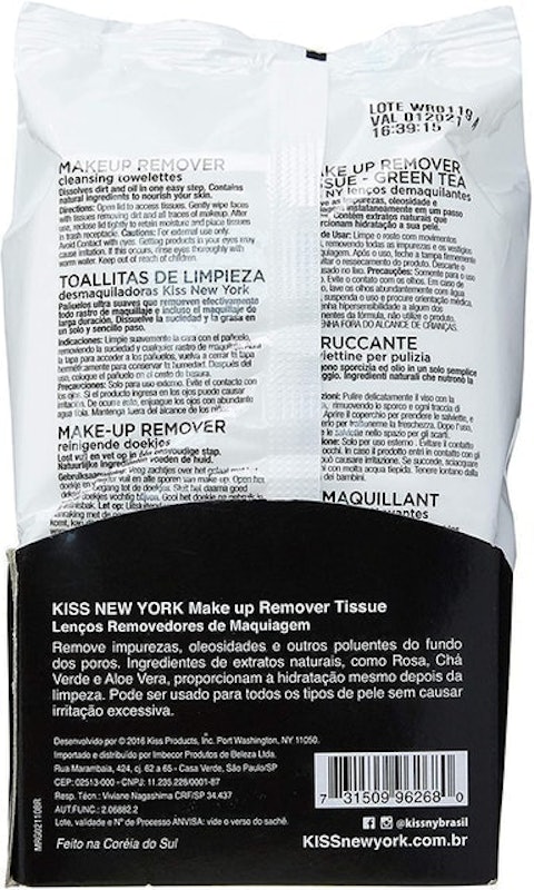 Lenço Demaquilante Chá Verde - Kiss New York 2