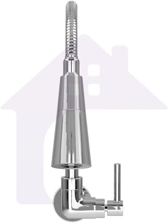 Torneira de Cozinha Flexível Parede Metal Inox Cromado 1/4 de Volta 2