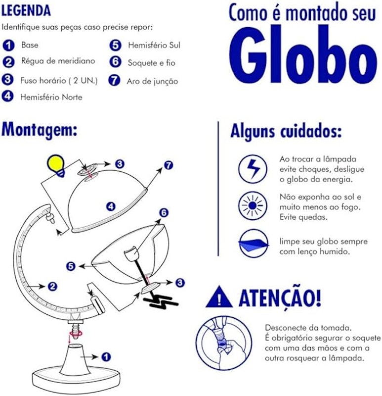 Globo Terrestre Histórico Iluminado 4
