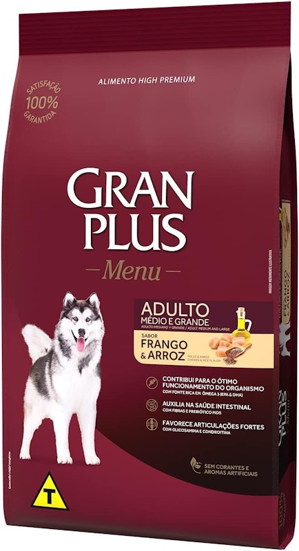 Ração GranPlus Menu Cão Adulto Médio e Grande Sabor Frango e Arroz 2
