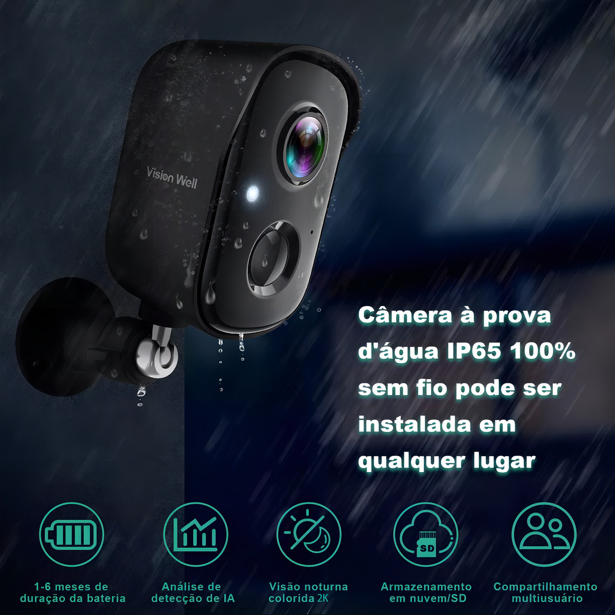 Câmera de Segurança Wi-Fi Externa Vision Well 2