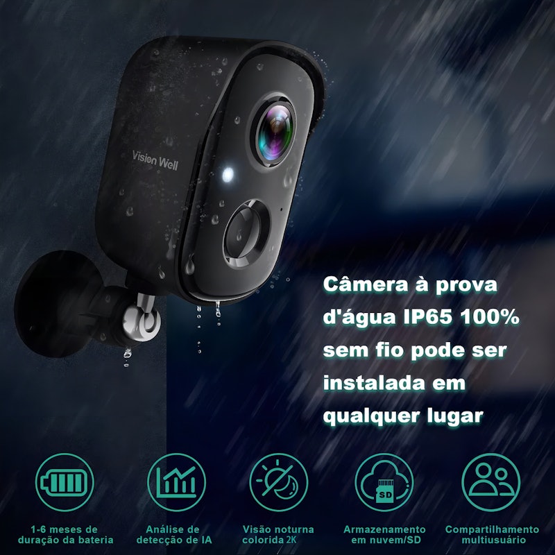 Câmera de Segurança Wi-Fi Externa Vision Well 2