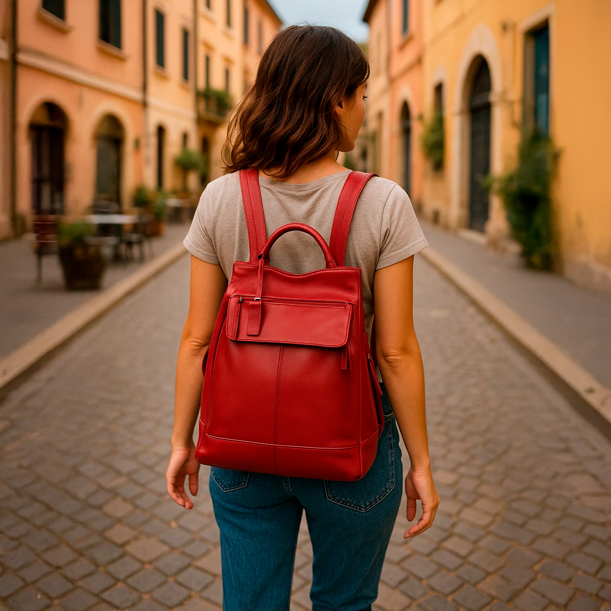 Mochila de Couro Resistente Confortável Malu Andória 5