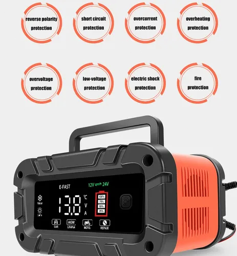 Carregador de Bateria 12 V e 24 V para Carro, Moto, Caminhão - Bivolt Inteligente Lúmu 3