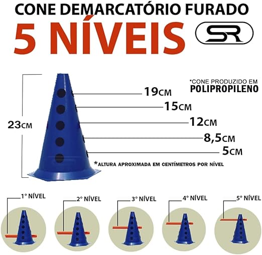 Escada Funcional + 10 Cones Furados c/ Barreiras + 10 Pratos 4