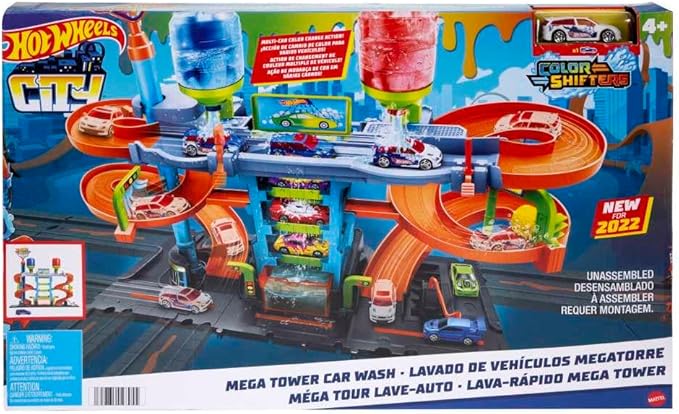 Hot Wheels City Pista de Brinquedo Lava-rápido Mega Torre 2