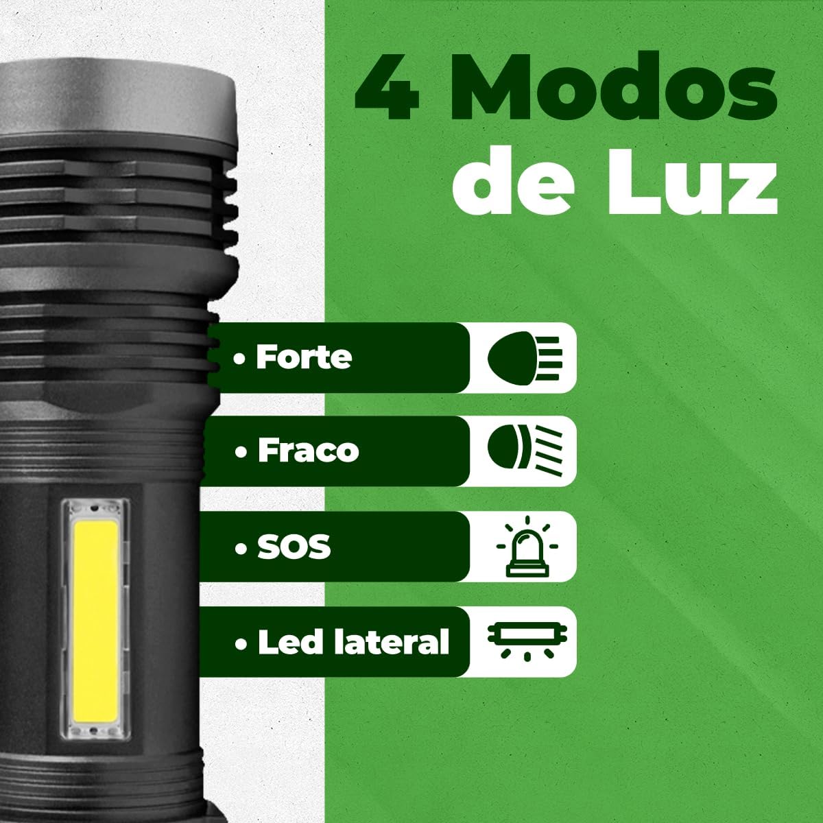 Lanterna LED Holofote Longo Alcance 5