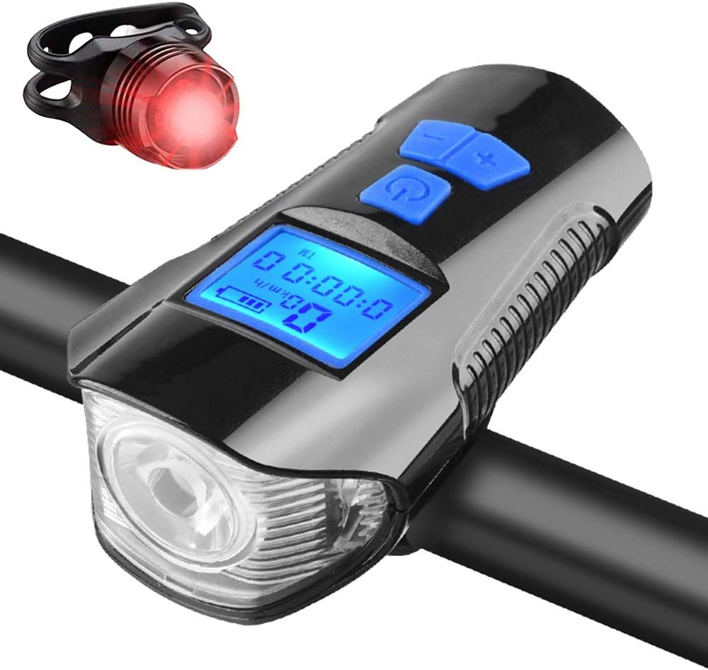Lanterna Para Bike Mtb Ciclismo Farol Velocímetro com Buzina 2