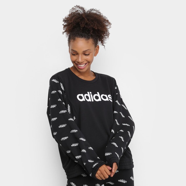 Moletom Feminino Adidas Favorites - Preto e Branco 1