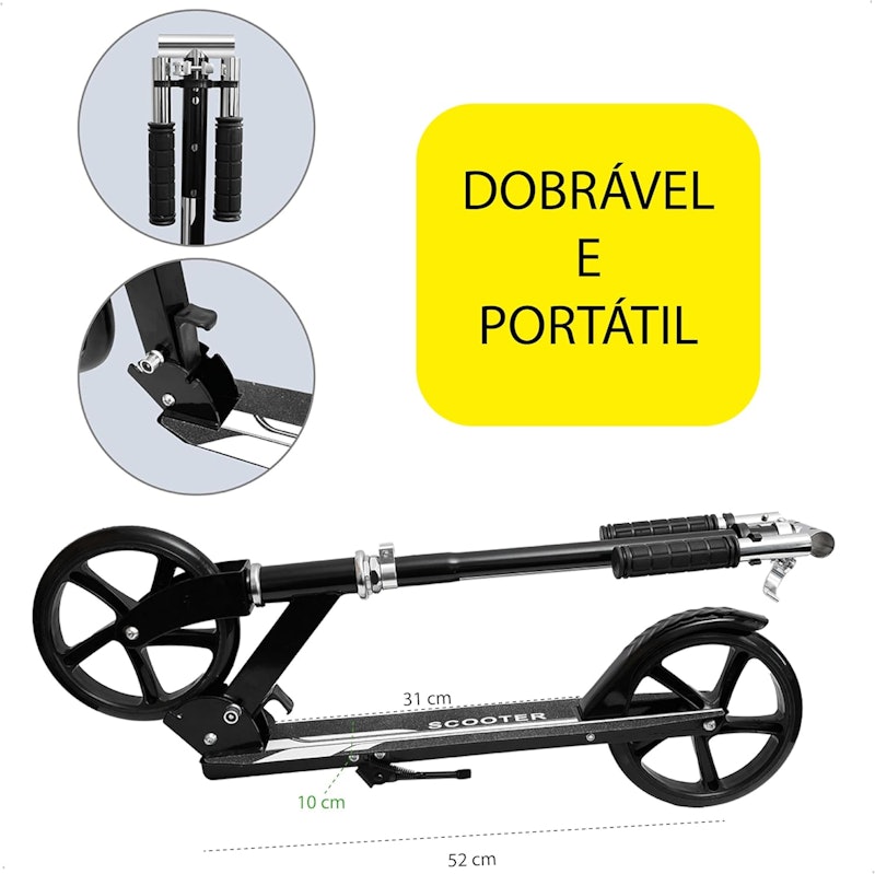 Patinete Dobrável Ajustável em Metal Spark BR 3