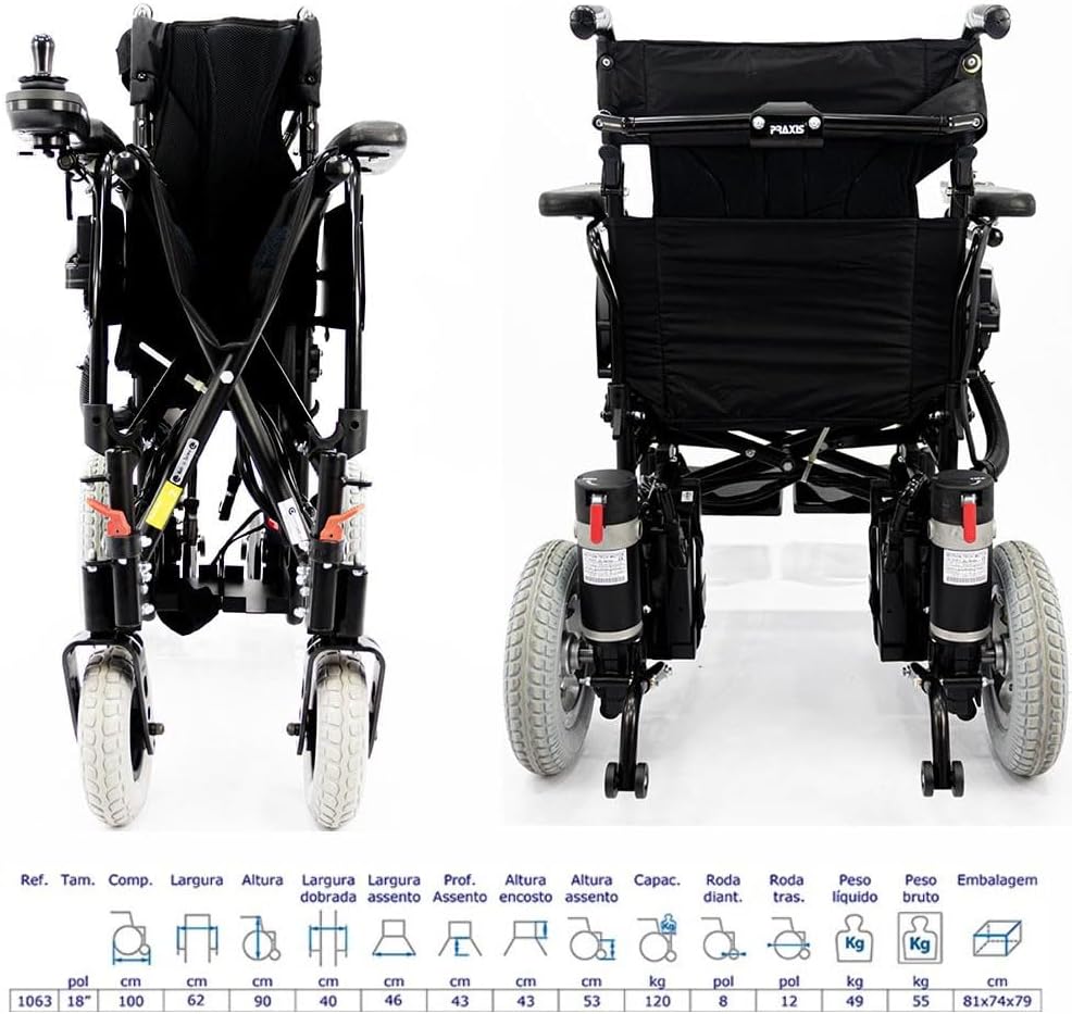 Cadeira de Rodas Motorizada Dobrável Modelo LY103 Praxis 46 cm 3