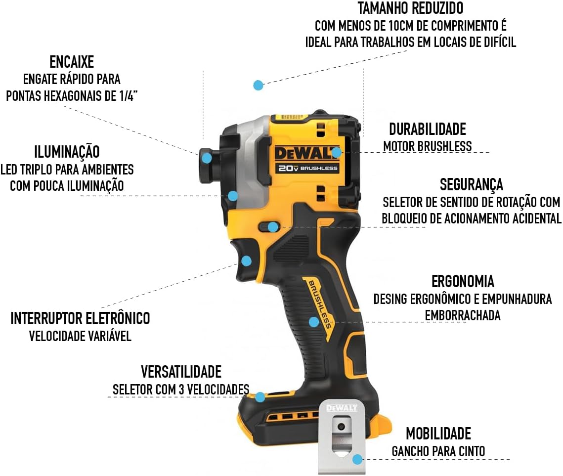 Parafusadeira de Impacto 1/4" 20 V MAX Brushless Atomic DeWalt 5