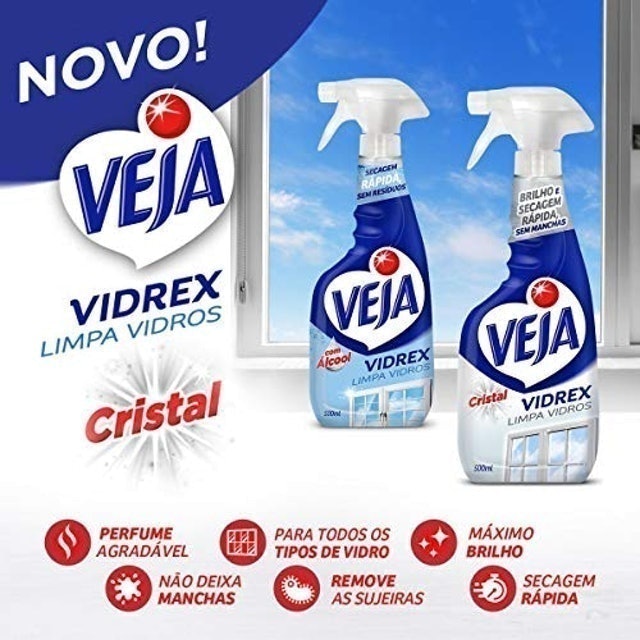 Veja Limpa Vidros Spray Vidrex Cristal 2