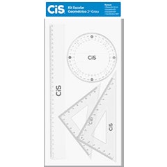 Kit Escolar Geométrico Cis Régua + Esquadros + Transferidor Sertic