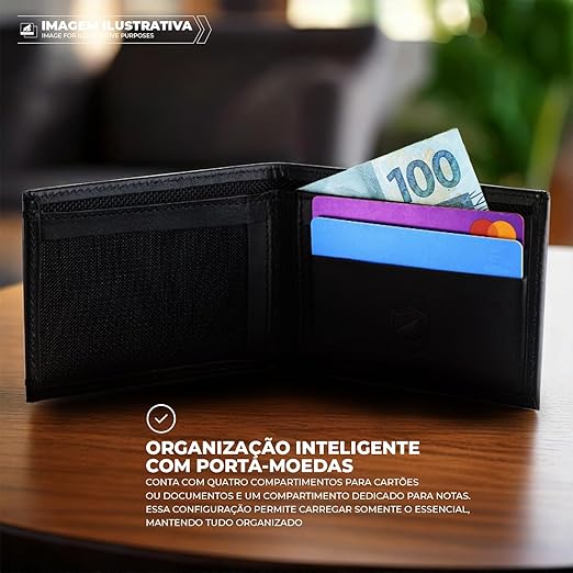 Carteira de Couro Masculina - Porta cartão - Ultra Slim 3