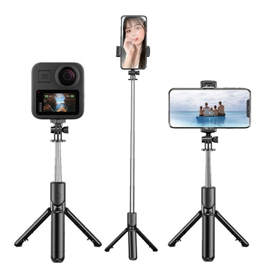 Tripé Pau de Selfie Gira 360º Controle Bluetooth Retrátil 1
