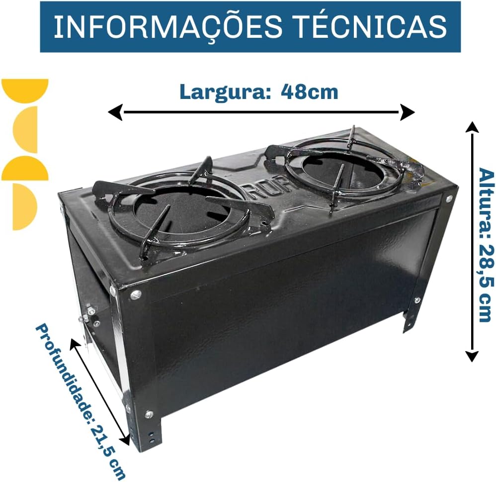 Fogão ROA 2 Bocas a Lenha com Grelha Esmaltada 5