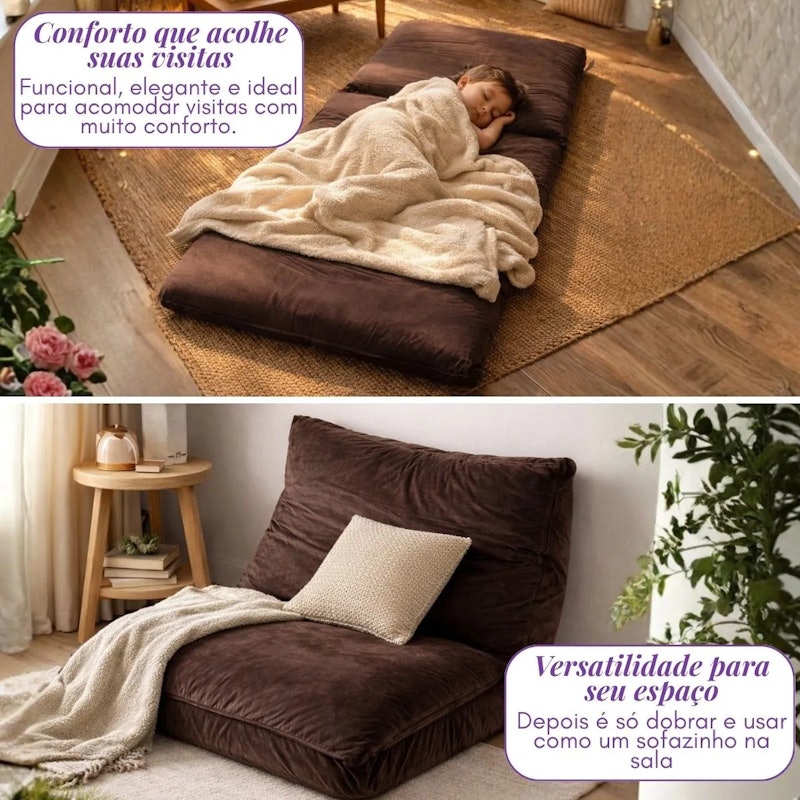 Futon Almofada Dobrável de Espuma Solteiro 2