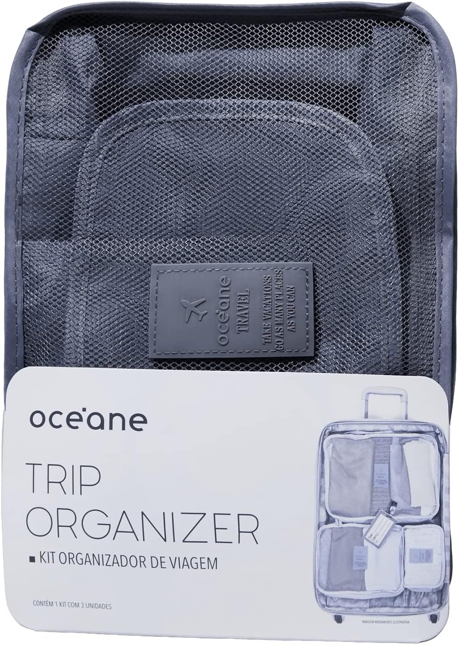 Organizador de Viagem Cinza - Trip Organizer - 3 Unidades 3