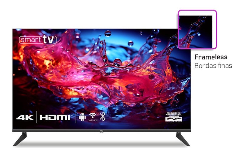 Smart TV HQ 60" 4K Tela Sem Bordas Design Slim 3