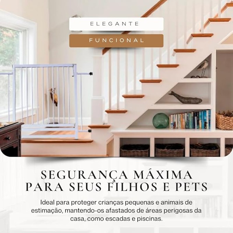Portão Grade para Pets e Crianças Reforçado 120 até 124 cm Linha Premium Preto 2