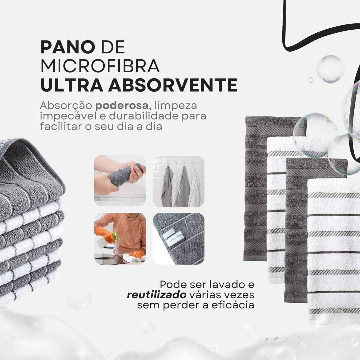 Super Pano Chão Microfibra Grande 80x50 4 Peças 3