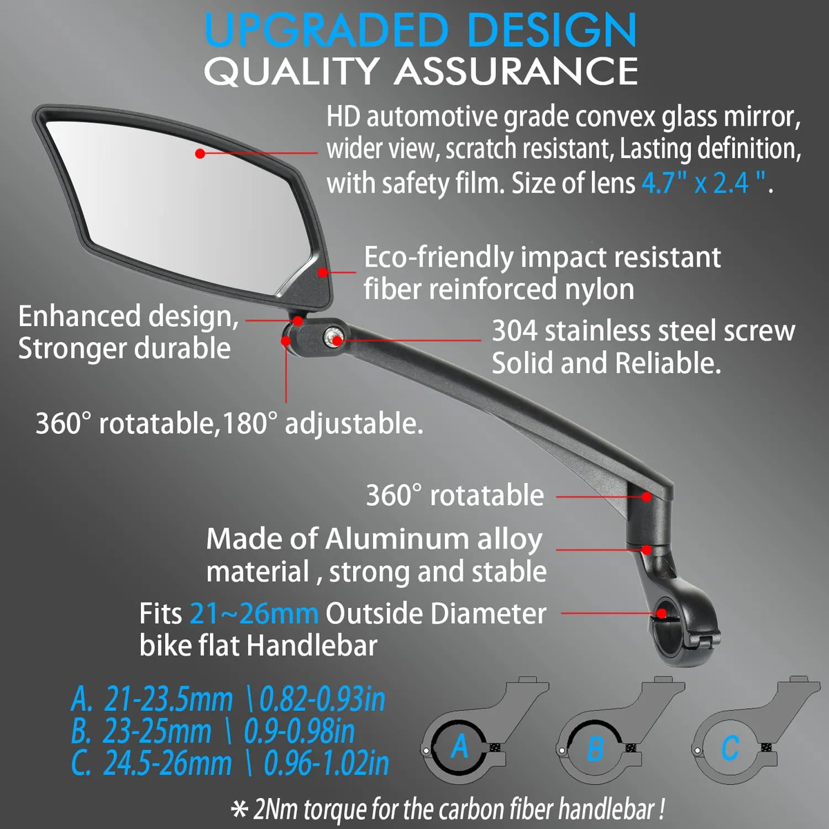 Retrovisor para Bicicleta Ajustável Rotativo BriskMore 3
