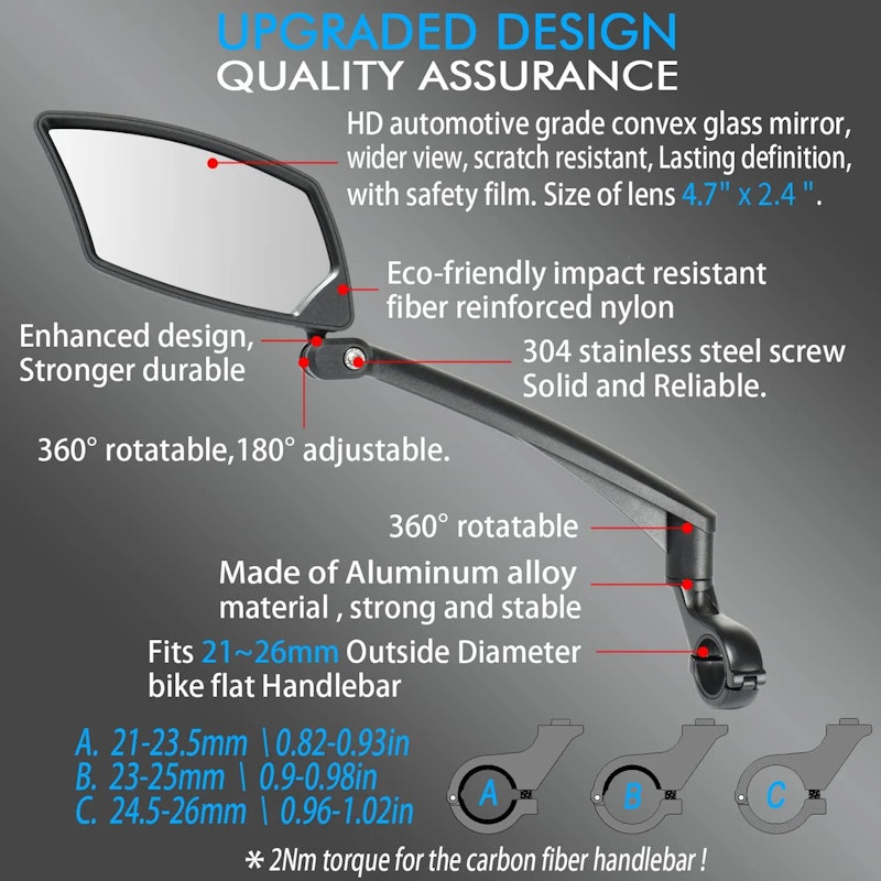 Retrovisor para Bicicleta Ajustável Rotativo BriskMore 3