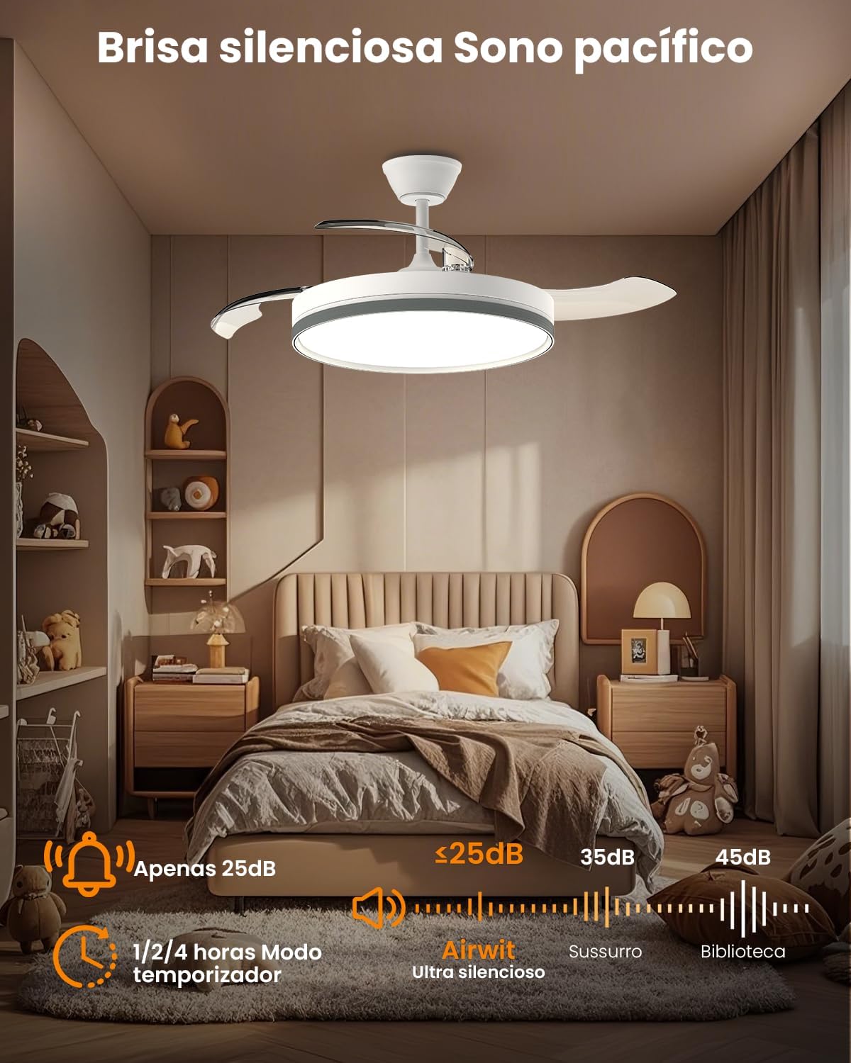 Ventilador de Teto Retrátil 106 cm 3