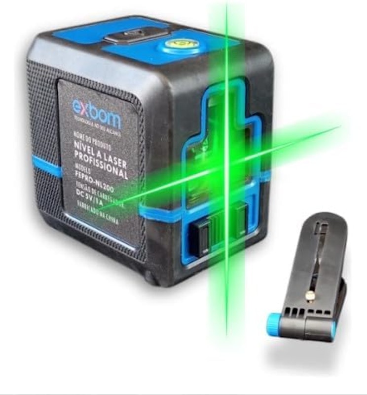 Nível a Laser Verde 2 Linhas Recarregável em Cruz Auto Nivelamento Exbom 2