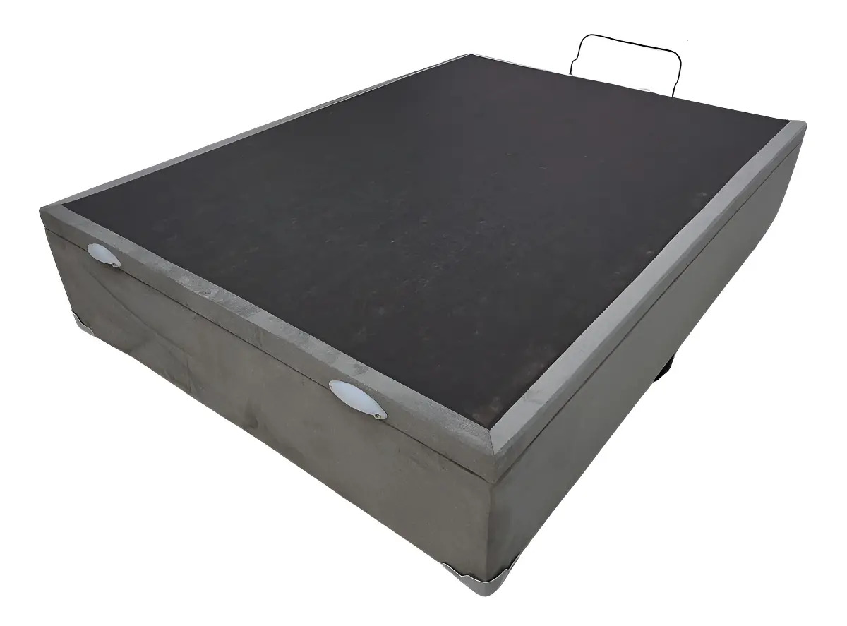 Cama Box Baú Casal Suede Cinza 1