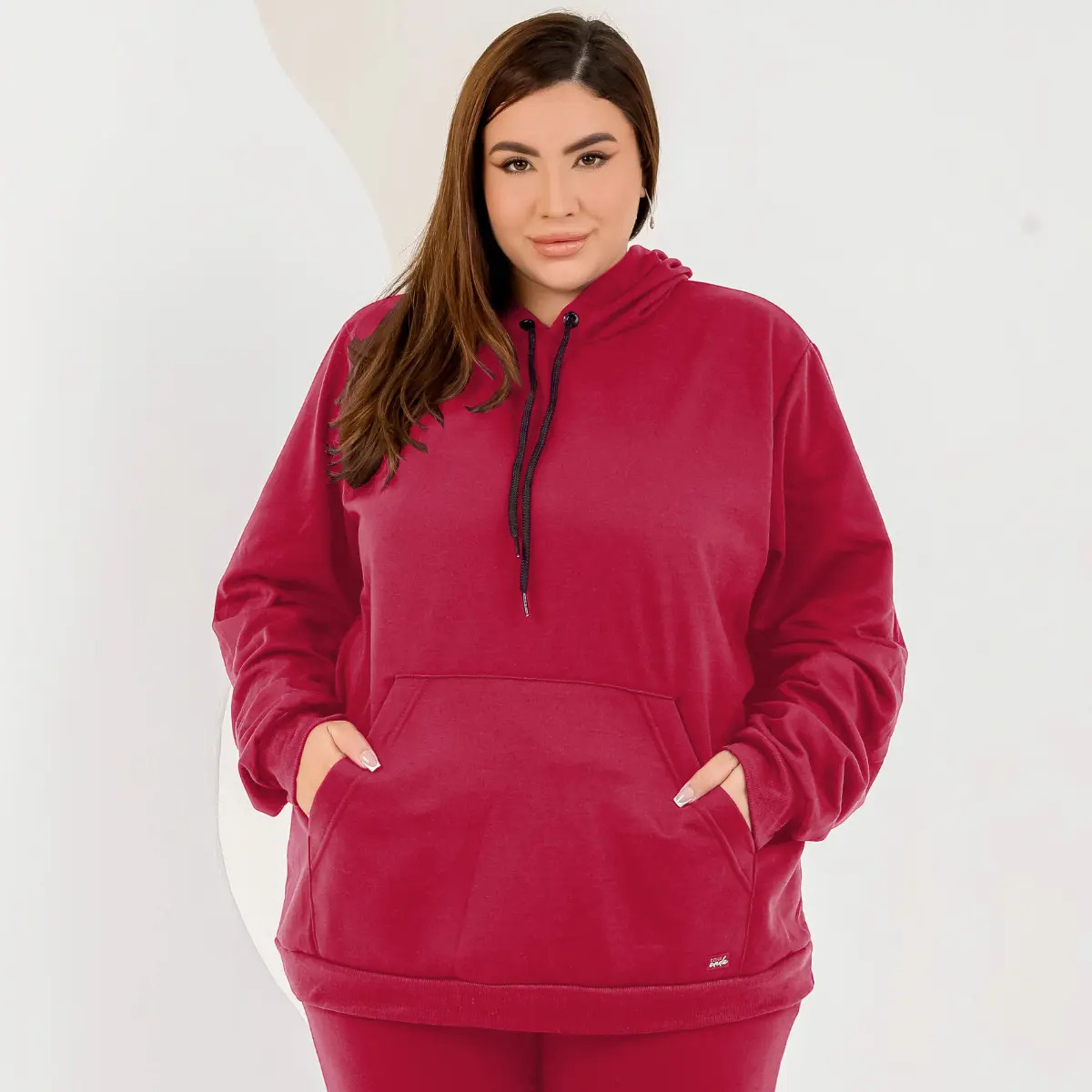 Blusa Canguru Moletom Feminino com Capuz e Bolso Plus Size 2