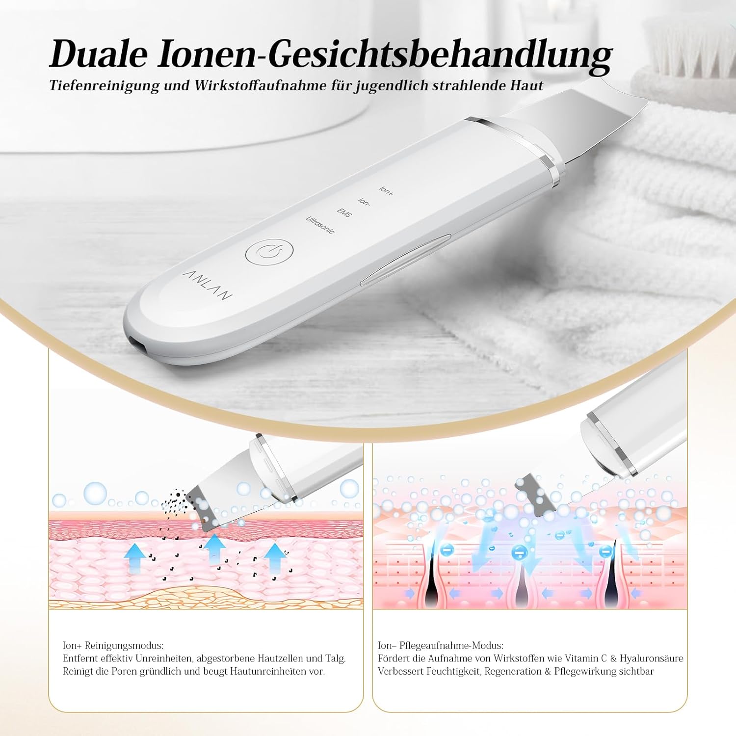 ANLAN Ultrasonic Skin Scrubber 4 Modes 4