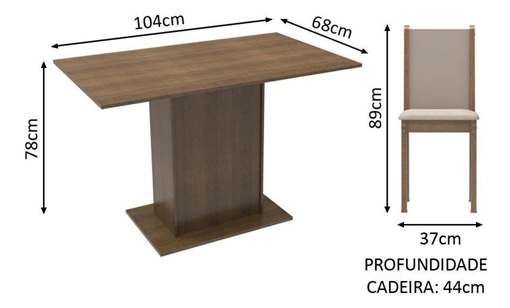 Conjunto Sala de Jantar Madesa Talita Mesa Tampo de Madeira com 4 Cadeiras 3