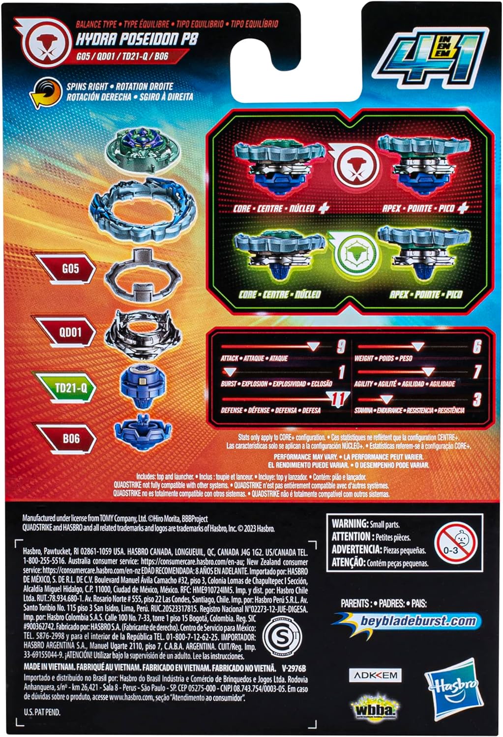 Pião e Lançador Beyblade Burst QuadStrike - Hydra Poseidon P8 4