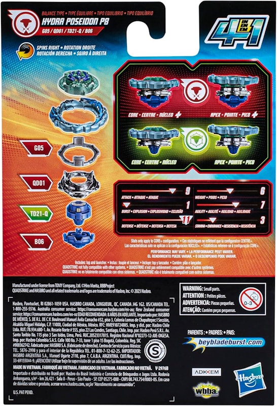 Pião e Lançador Beyblade Burst QuadStrike - Hydra Poseidon P8 4