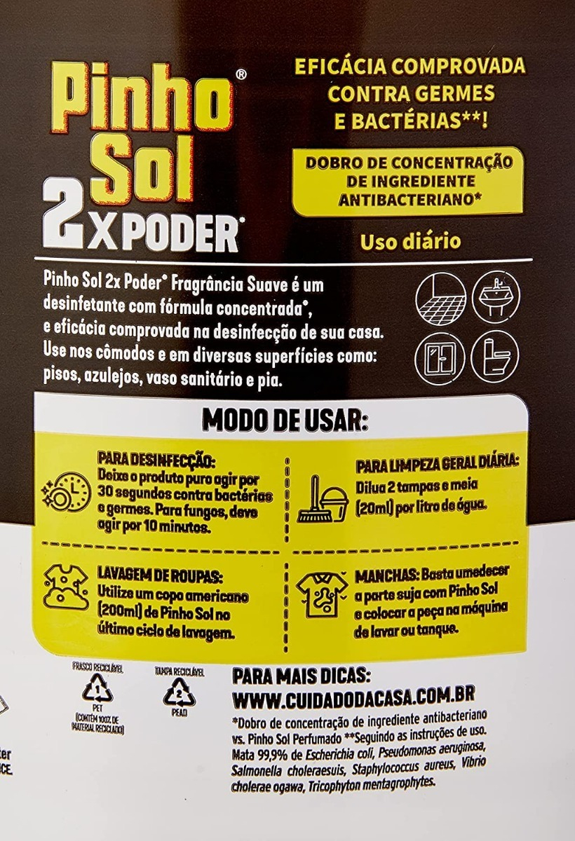 Pinho Sol Desinfetante 2x Poder Fragrância Suave 5
