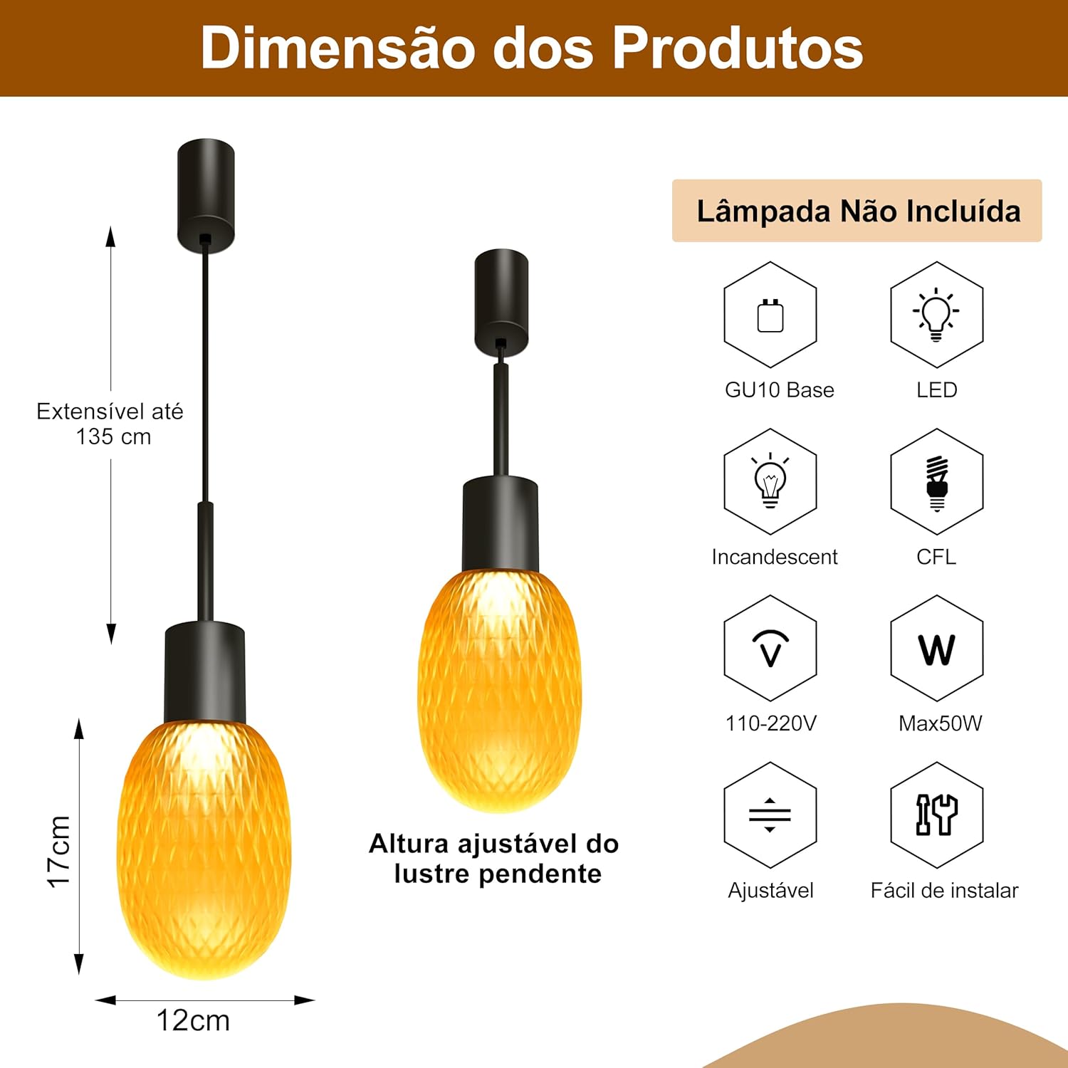 Luminária Pendente Ouro 2