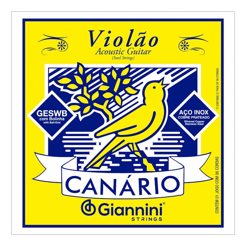 Encordoamento para Violão Aço 6 Cordas Giannini Canário GESWB 1