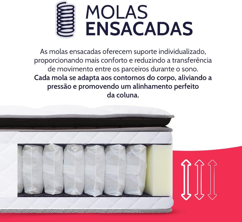 Cama Box Casal Colchão Molas Ensacadas Pillow Top D28 Premium Sleep 4