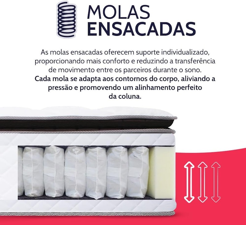 Cama Box Casal Colchão Molas Ensacadas Pillow Top D28 Premium Sleep 4
