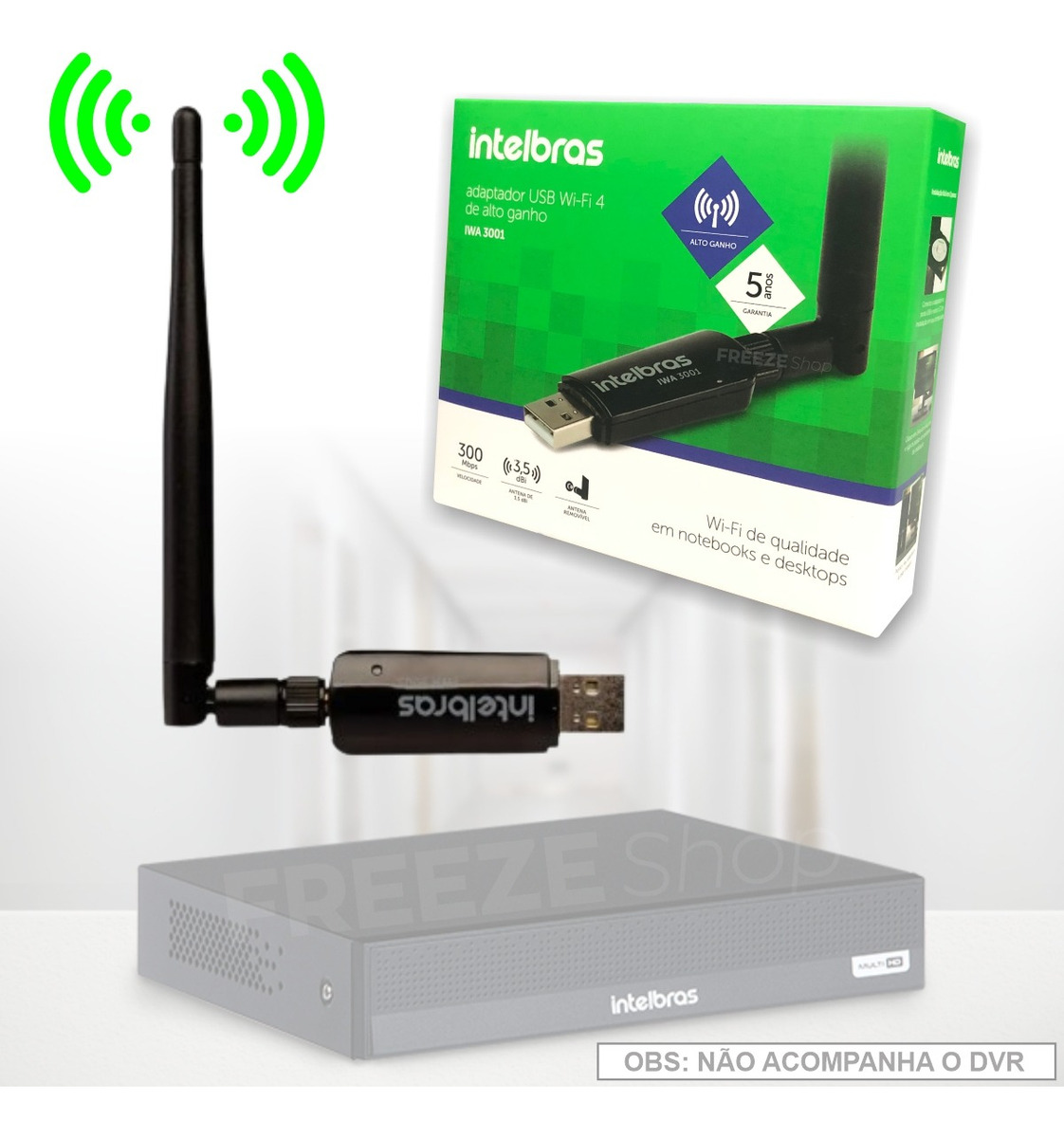 Adaptador USB Wireless com Antena Externa Intelbras 2