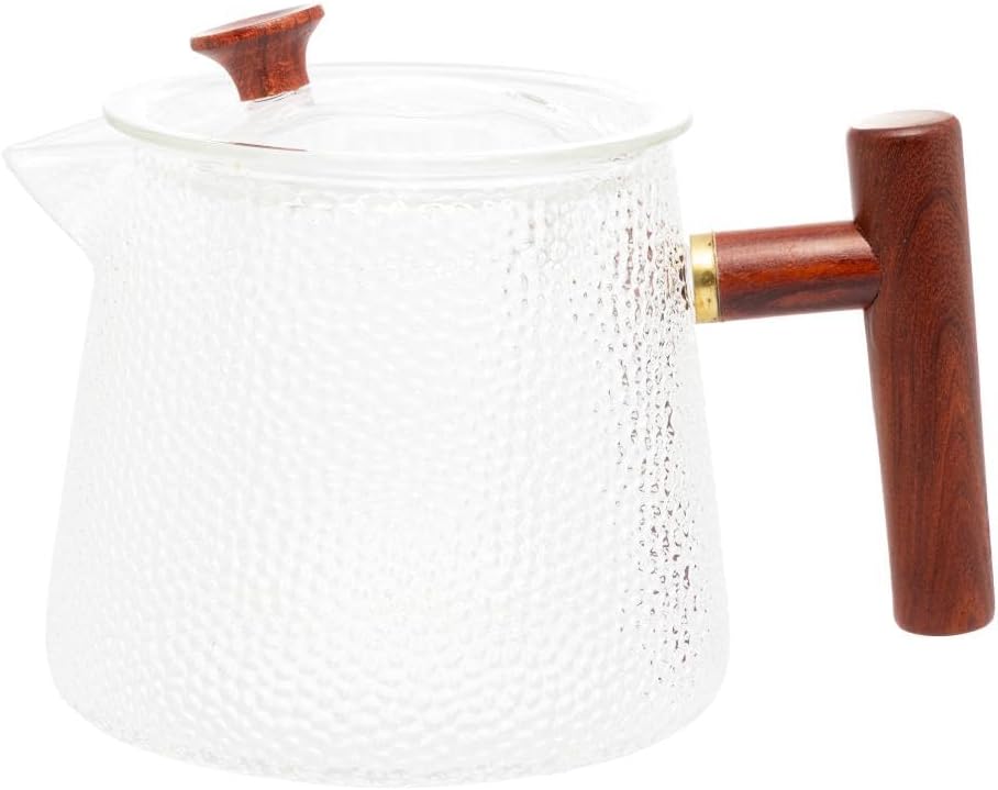 Chaleira de Vidro Borossilicato Martelado com Alça de Bambu 2
