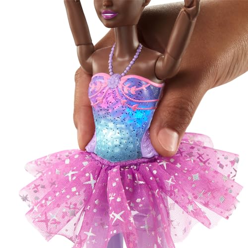 Barbie Fantasia Boneca Bailarina Luzes Brilhantes Roxa 3