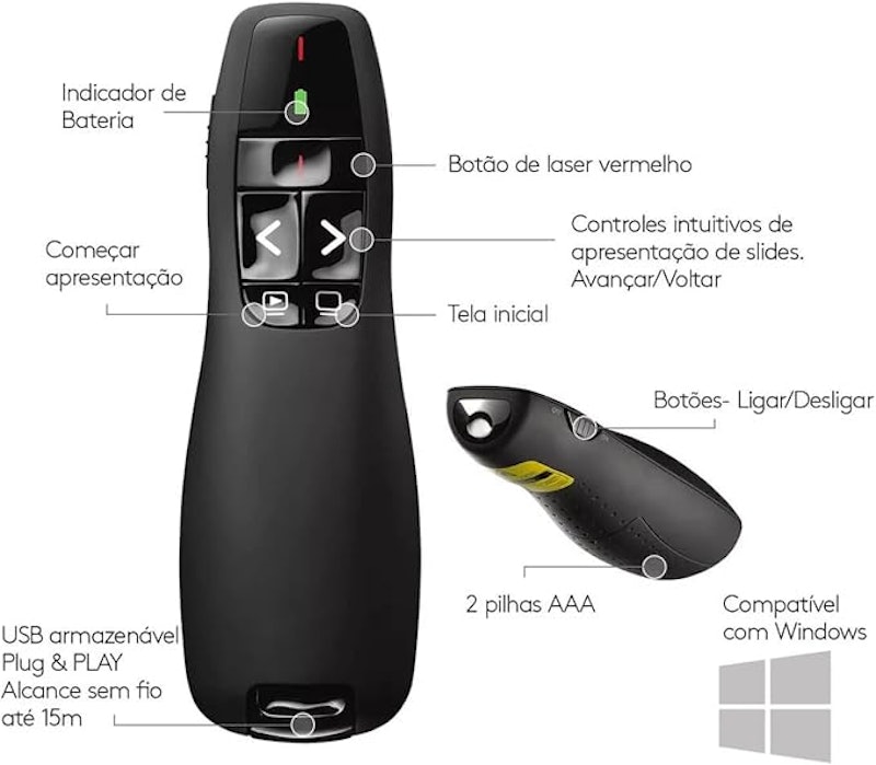 Apresentador de Slides Sem Fio com Ponteiro Laser 4